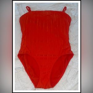 Solid & Striped The Gemma One Piece, size M, Color Red/Orange.